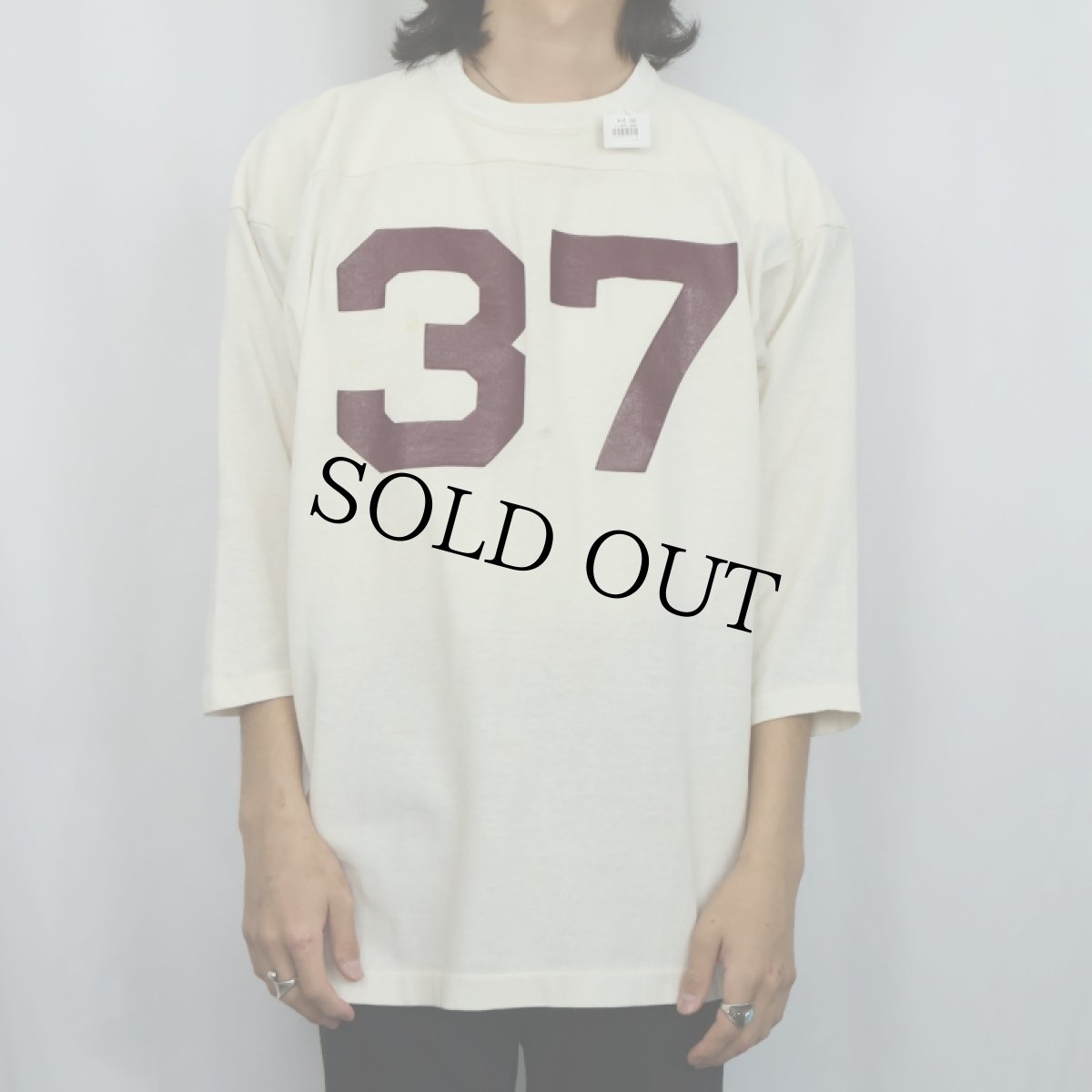 画像3: 70's Champion USA製 "37" ラバープリント レーヨンフットボールTシャツ XL (3)