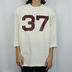 画像3: 70's Champion USA製 "37" ラバープリント レーヨンフットボールTシャツ XL (3)