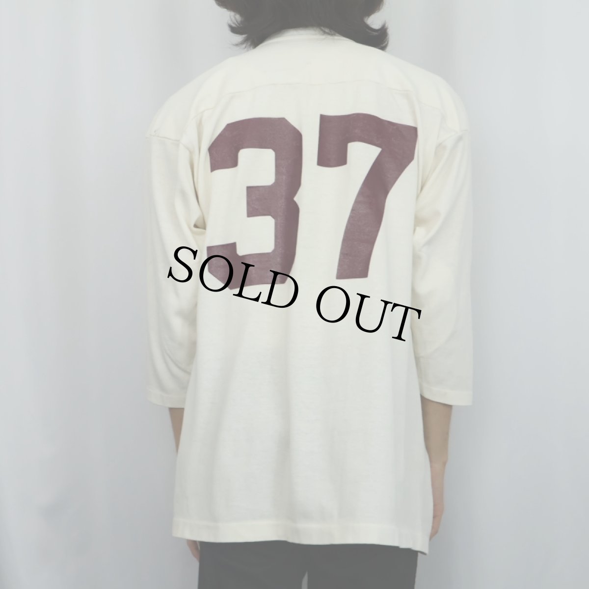 画像4: 70's Champion USA製 "37" ラバープリント レーヨンフットボールTシャツ XL (4)