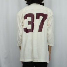 画像4: 70's Champion USA製 "37" ラバープリント レーヨンフットボールTシャツ XL (4)