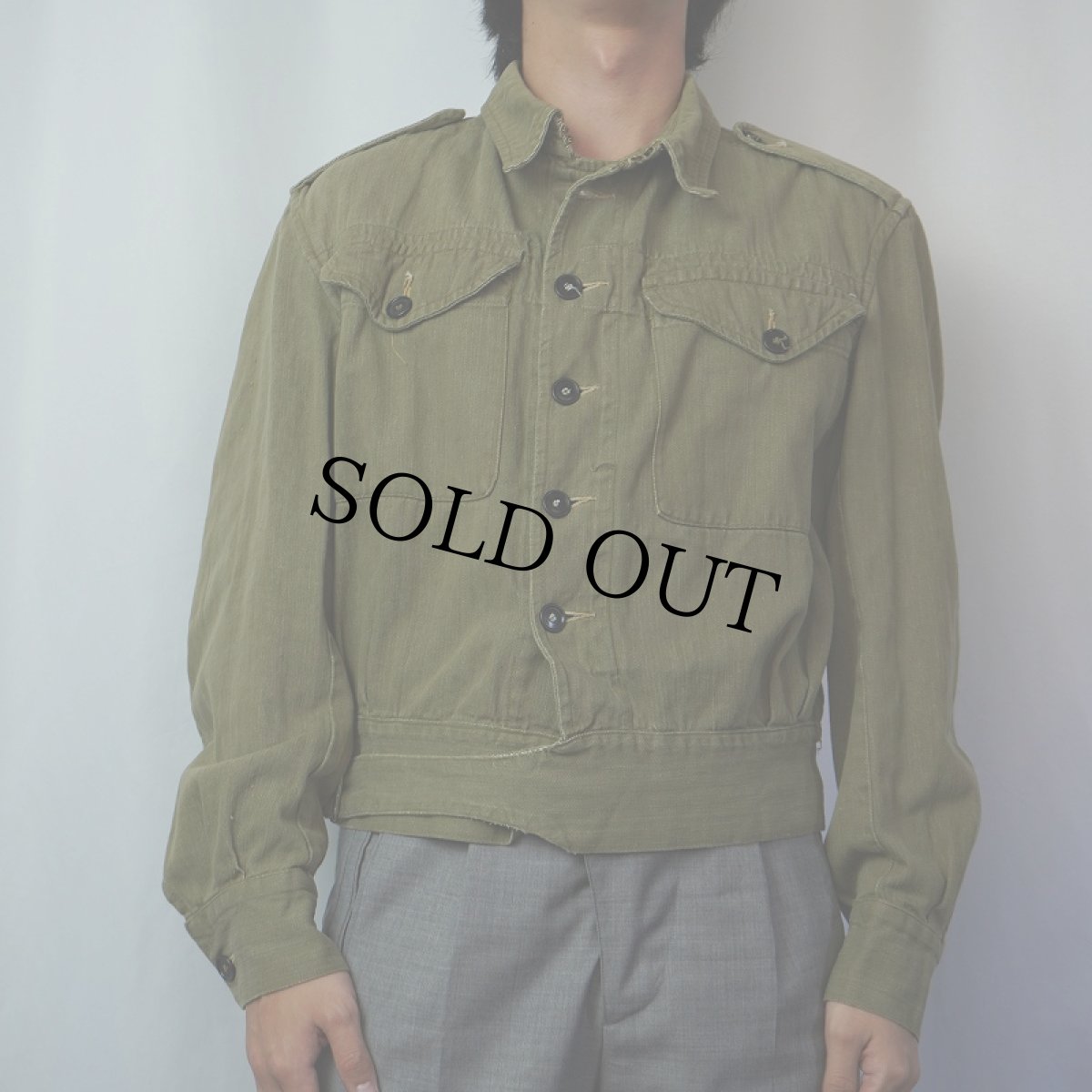 画像2: 40's BRITISH ARMY グリーンデニム BATTLEDRESS JACKET (2)