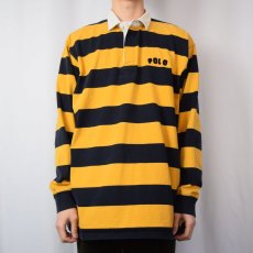 画像2: POLO Ralph Lauren ボーダー柄 フェルトパッチ ラガーシャツ XL (2)