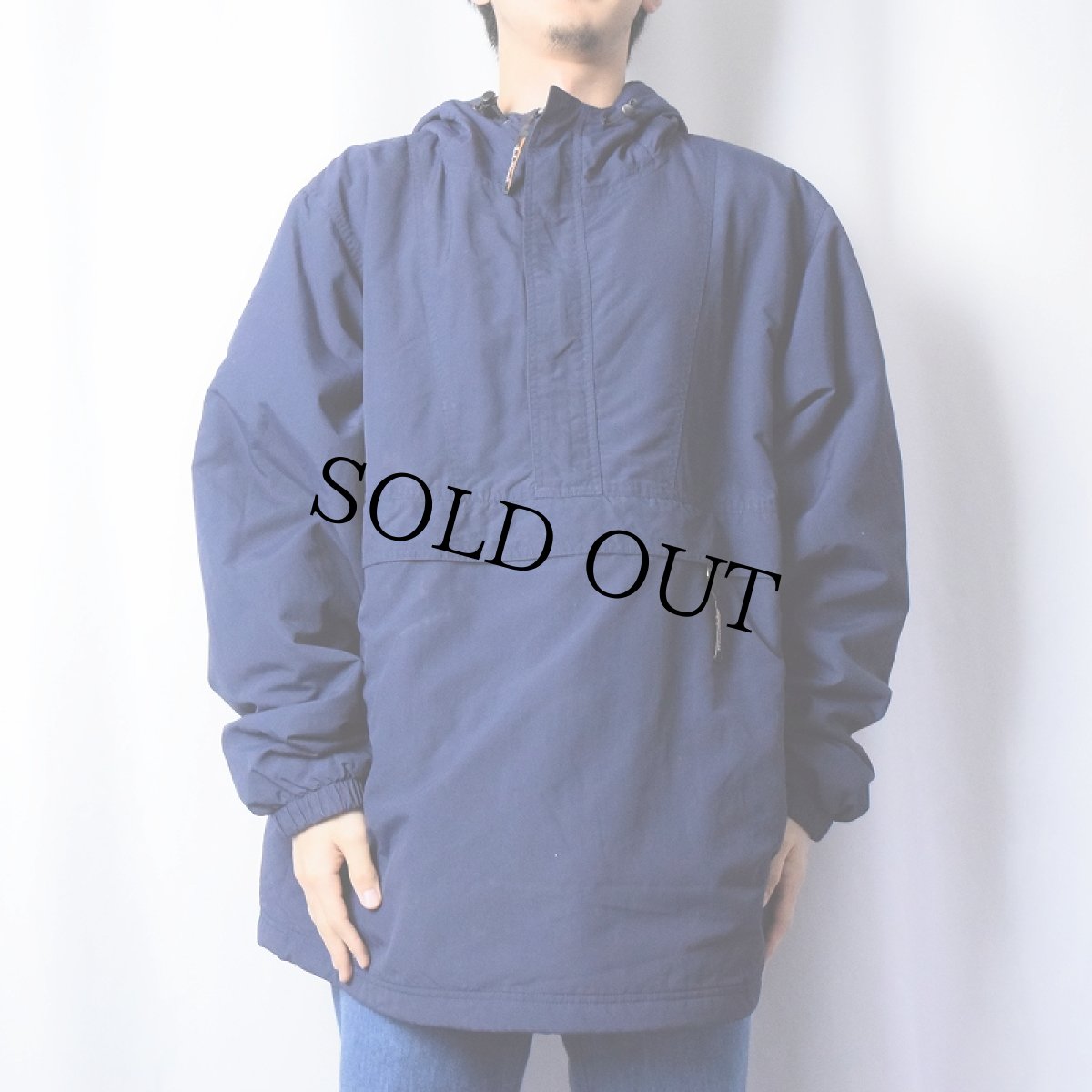 画像2: 90's L.L.Bean ナイロンアノラックパーカー NAVY XL (2)