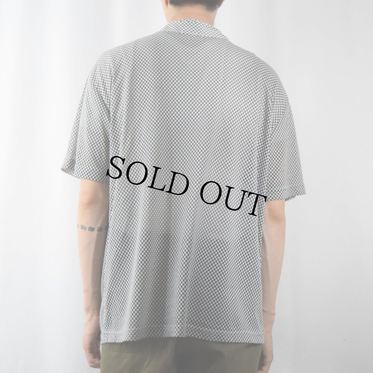 画像3: 90's Y.M.L.A. USA製 オープンカラーメッシュシャツ L (3)