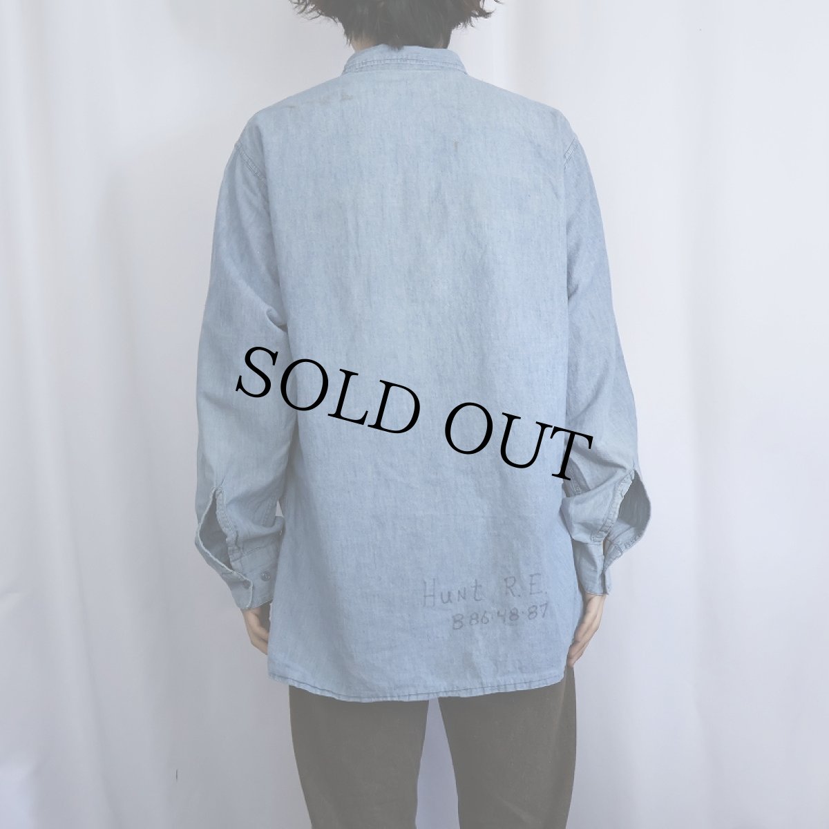 画像3: VINTAGE U.S.NAVY シャンブレーシャツ (3)