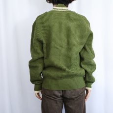画像3: 60's Olympic Valley ハーフジップ ウールワッフルニットセーター L (3)