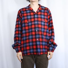 画像2: 50's PENNEY'S TOWNCRAFT チェック柄 オープンカラーウールシャツ L (2)