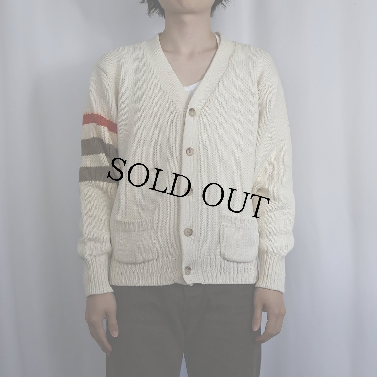 画像2: Ralph Lauren コットンニットカーディガン M (2)