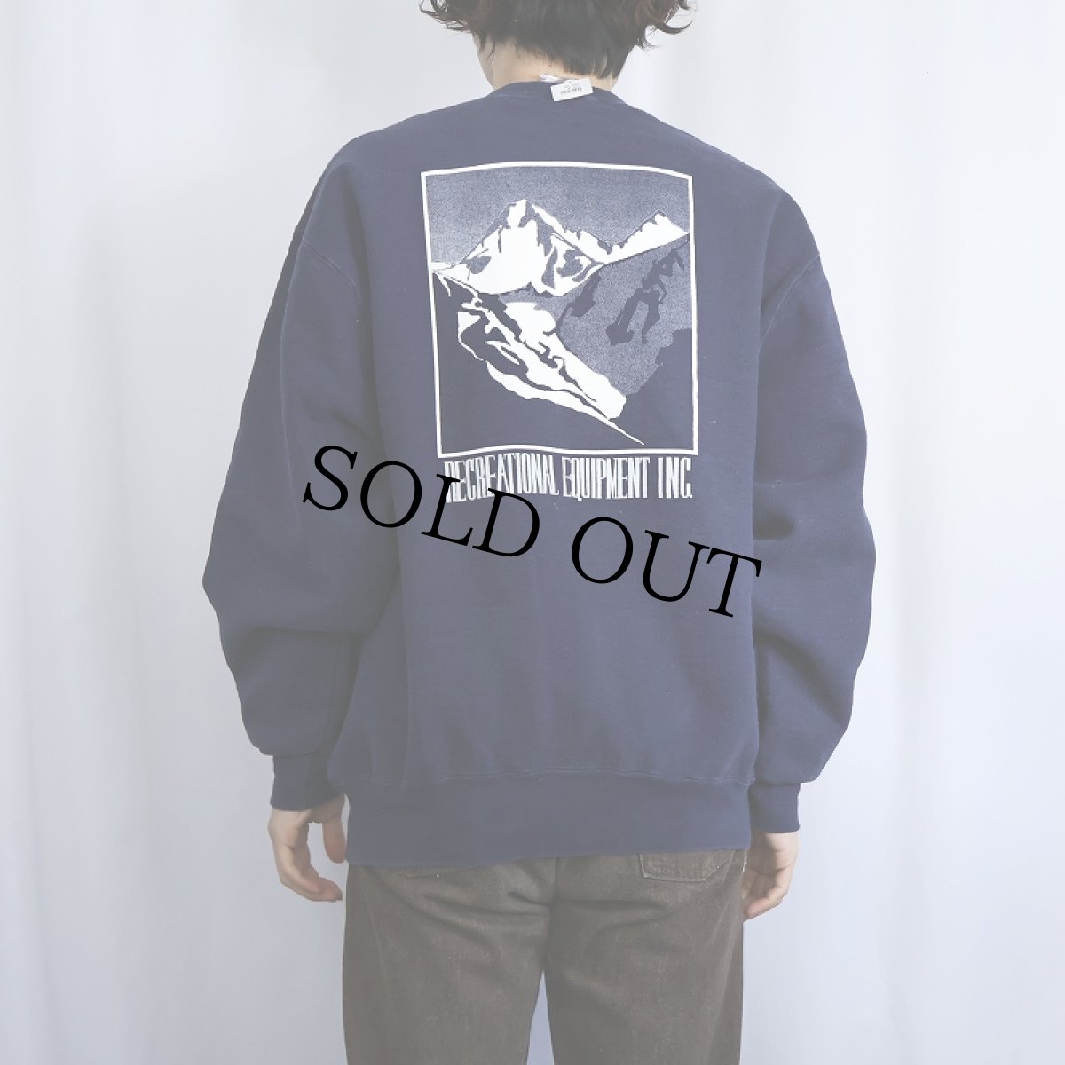 画像3: 90's USA製 "REI STAFF" プリントスウェット NAVY L (3)