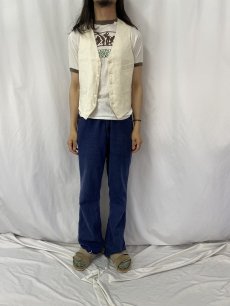 画像2: 70〜80's English Sportswear "MOYGASHEL" 針刺しシンチバック アイリッシュリネンベスト SIZE38 (2)