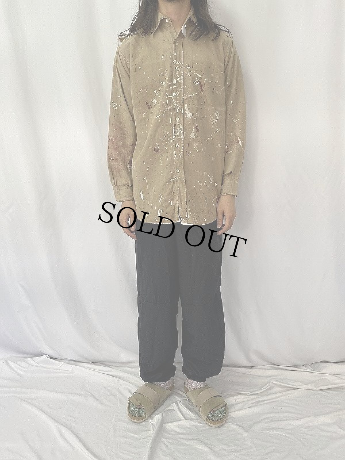 画像2: 30〜40's MONTGOMERY WARD ペンキペイント コットンシャツ (2)