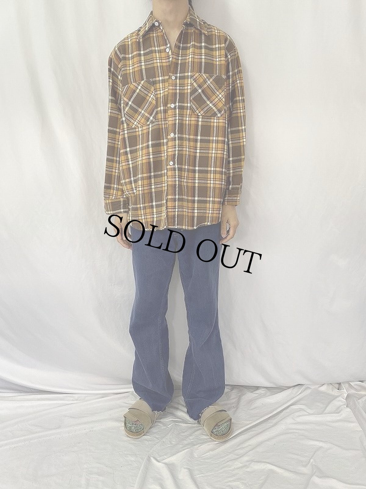 画像2: 70's JCPenney BIGMAC チェック柄 ヘビーネルシャツ L (2)