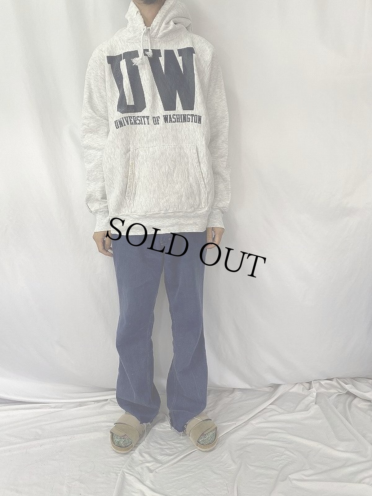 画像2: 90's REVERE WEAVE TYPE USA製 "UW" プリントスウェットフーディー XL (2)