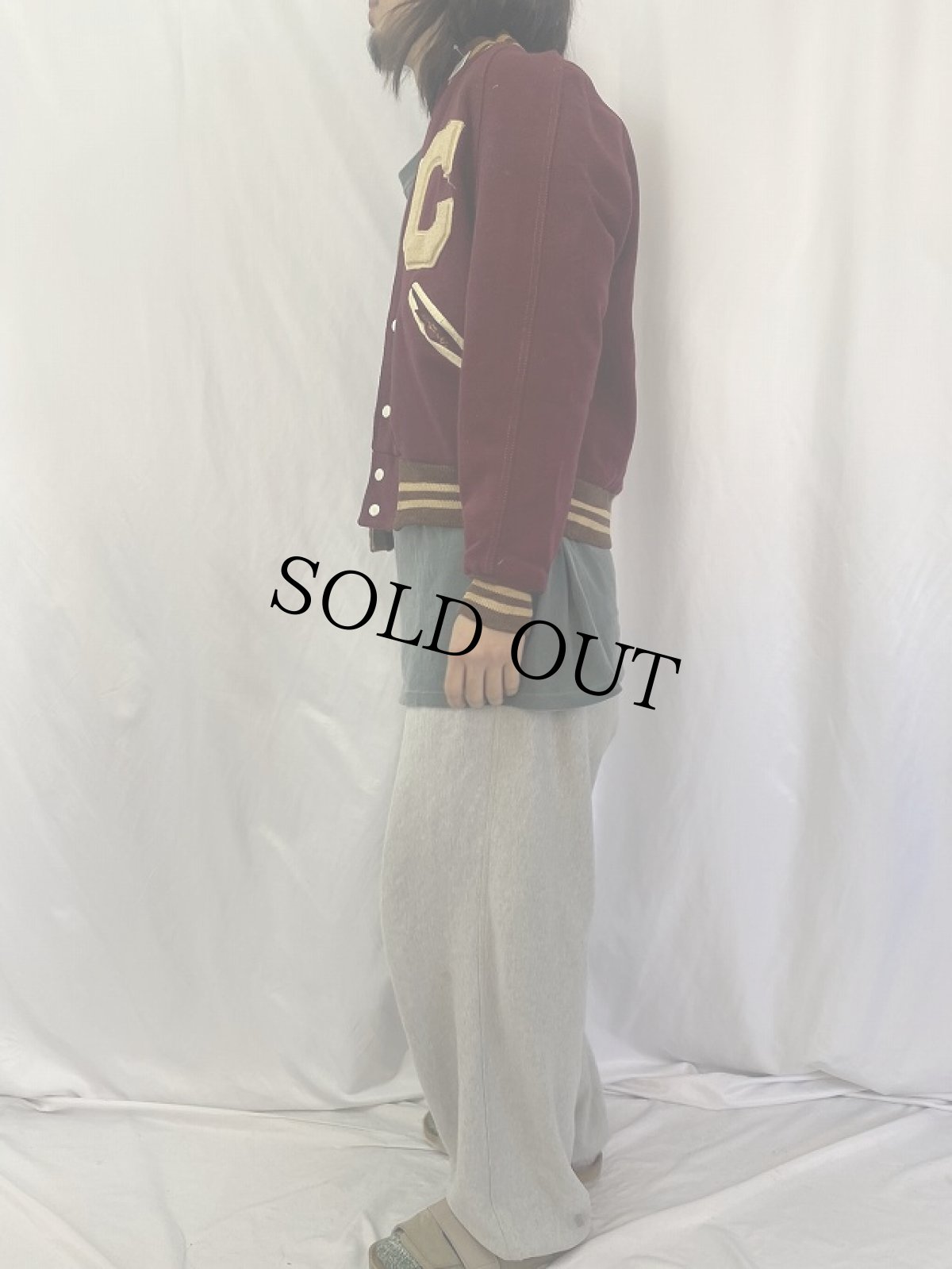 画像3: 50's チェーン刺繍×フェルトパッチ付き リバーシブルメルトンウールスタジャン (3)