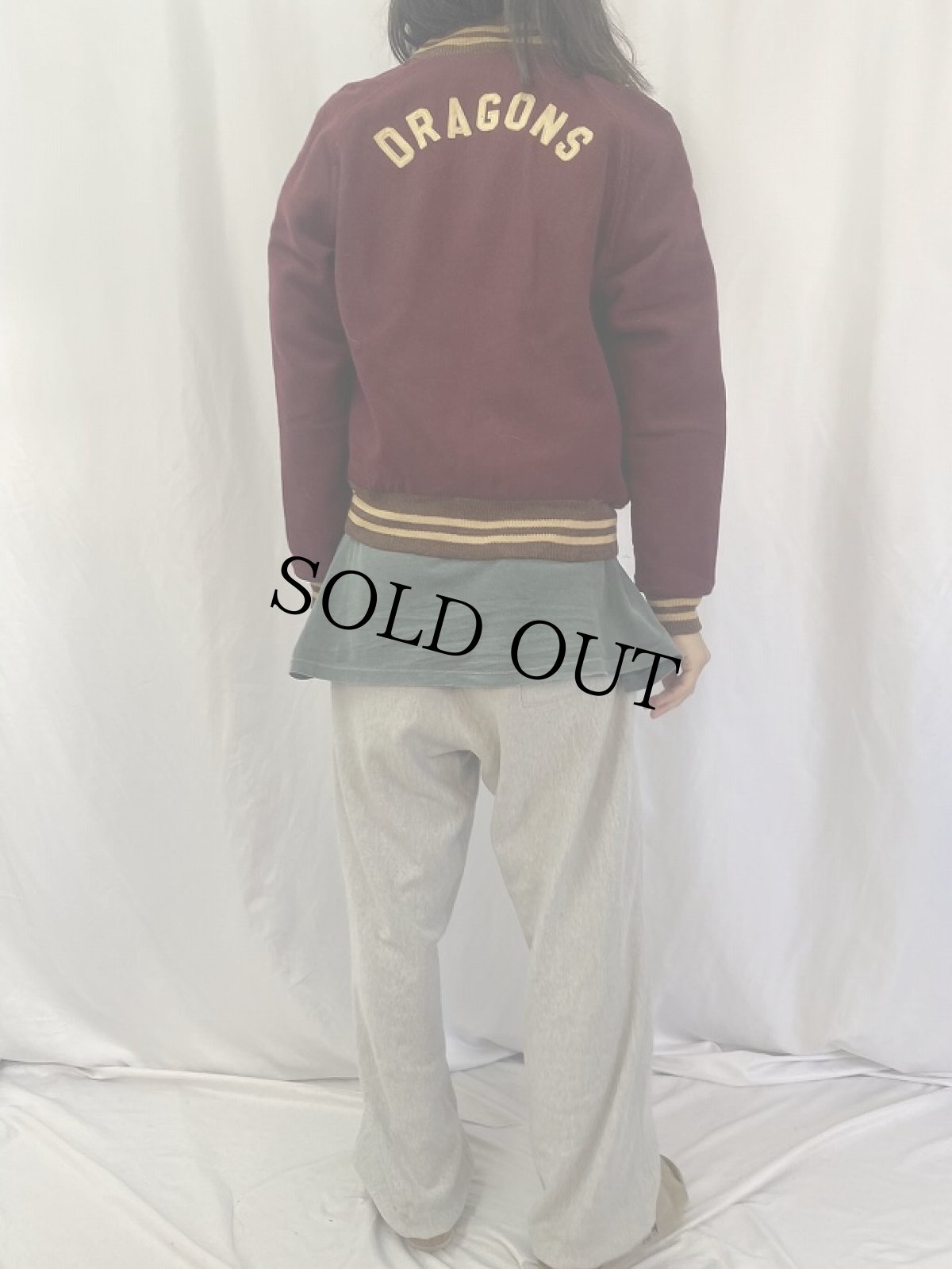 画像4: 50's チェーン刺繍×フェルトパッチ付き リバーシブルメルトンウールスタジャン (4)