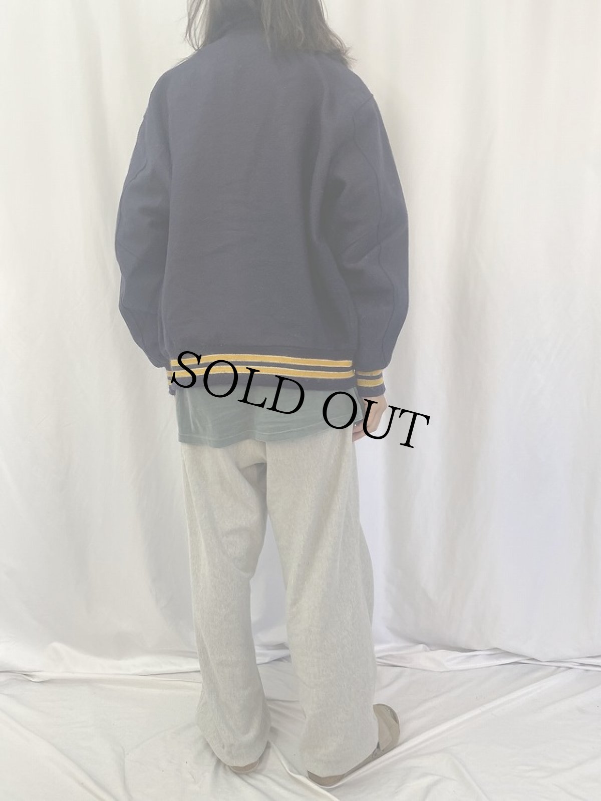 画像4: 80's DeLONG USA製 刺繍×パッチ付き メルトンウールスタジャン XL (4)