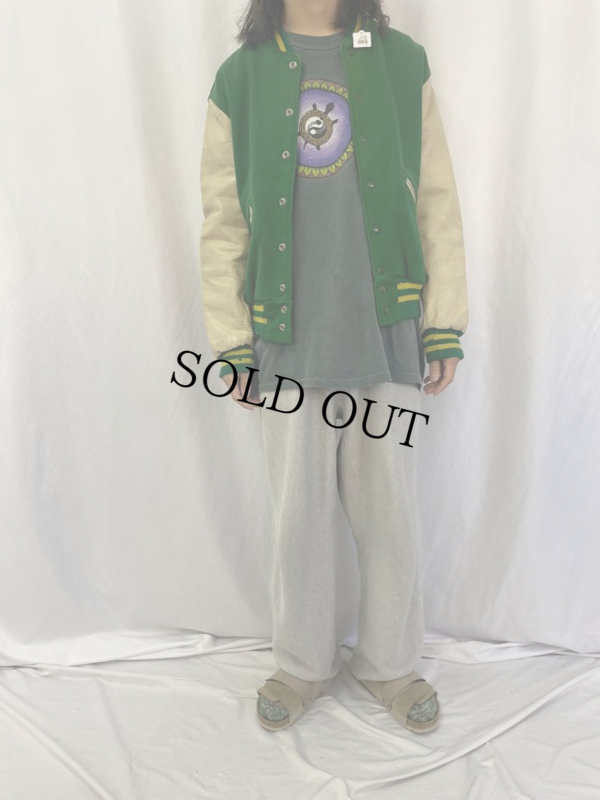 画像2: 60's Dehen レザー×メルトンウールスタジャン (2)