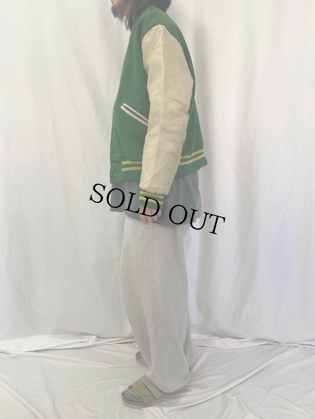 画像3: 60's Dehen レザー×メルトンウールスタジャン (3)