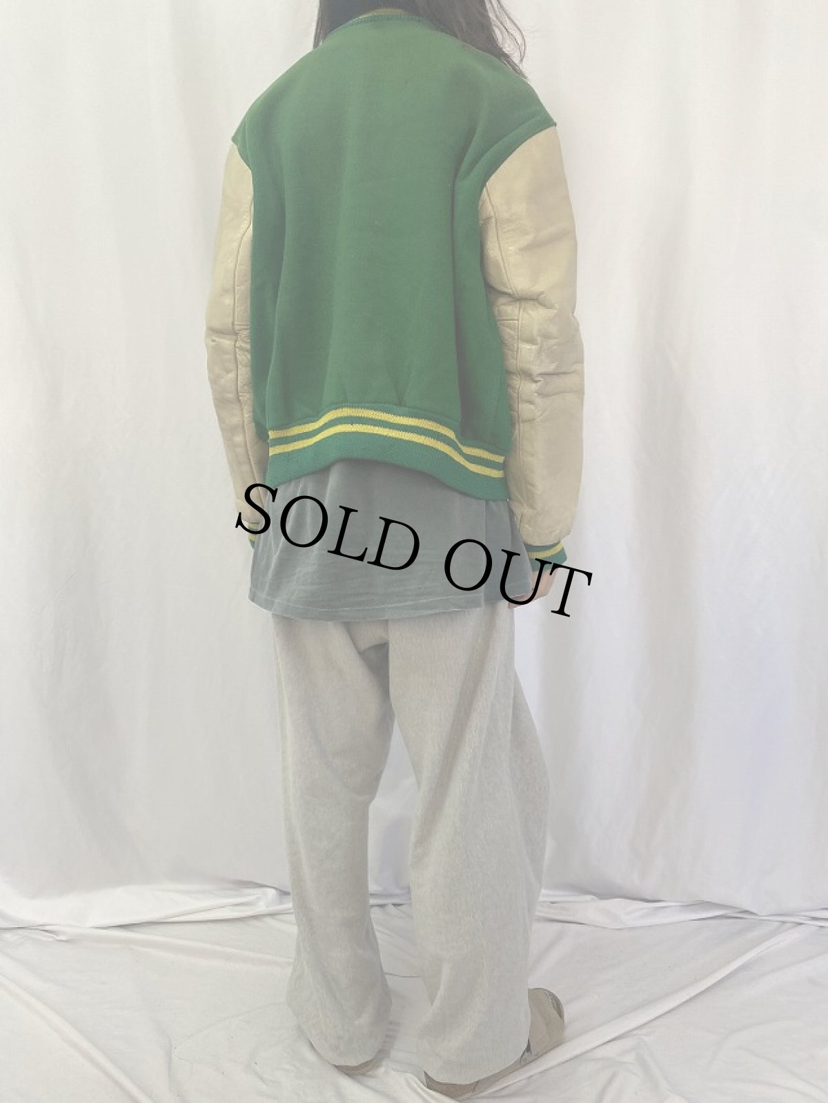 画像4: 60's Dehen レザー×メルトンウールスタジャン (4)