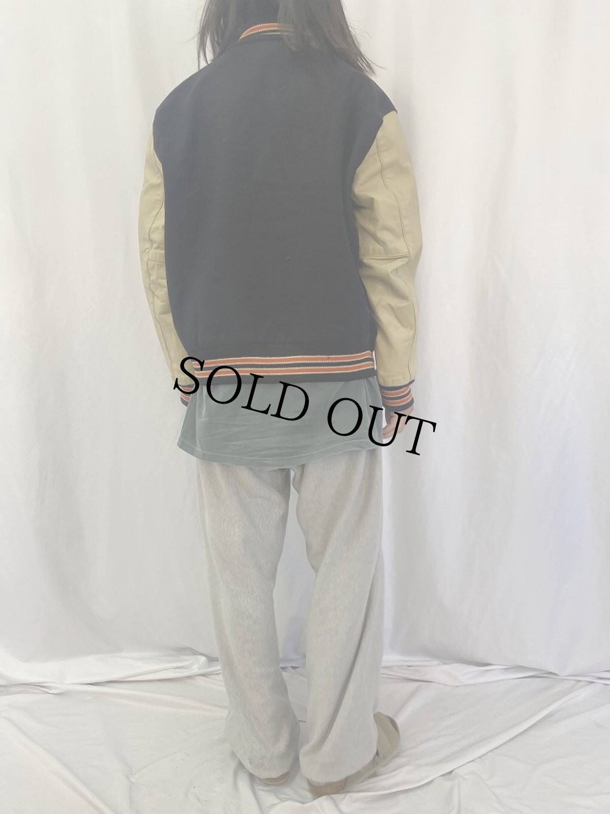 画像4: 80's nelson's レザー×メルトンウールスタジャン (4)