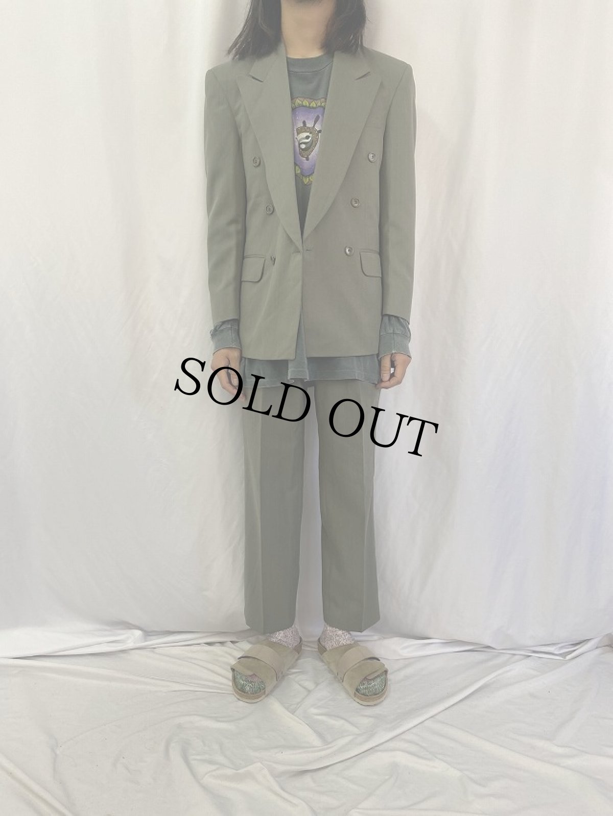 画像2: 80's CIRCOLA MODA USA製 ウールダブルブレストテーラードジャケット/スラックス SETUP (2)