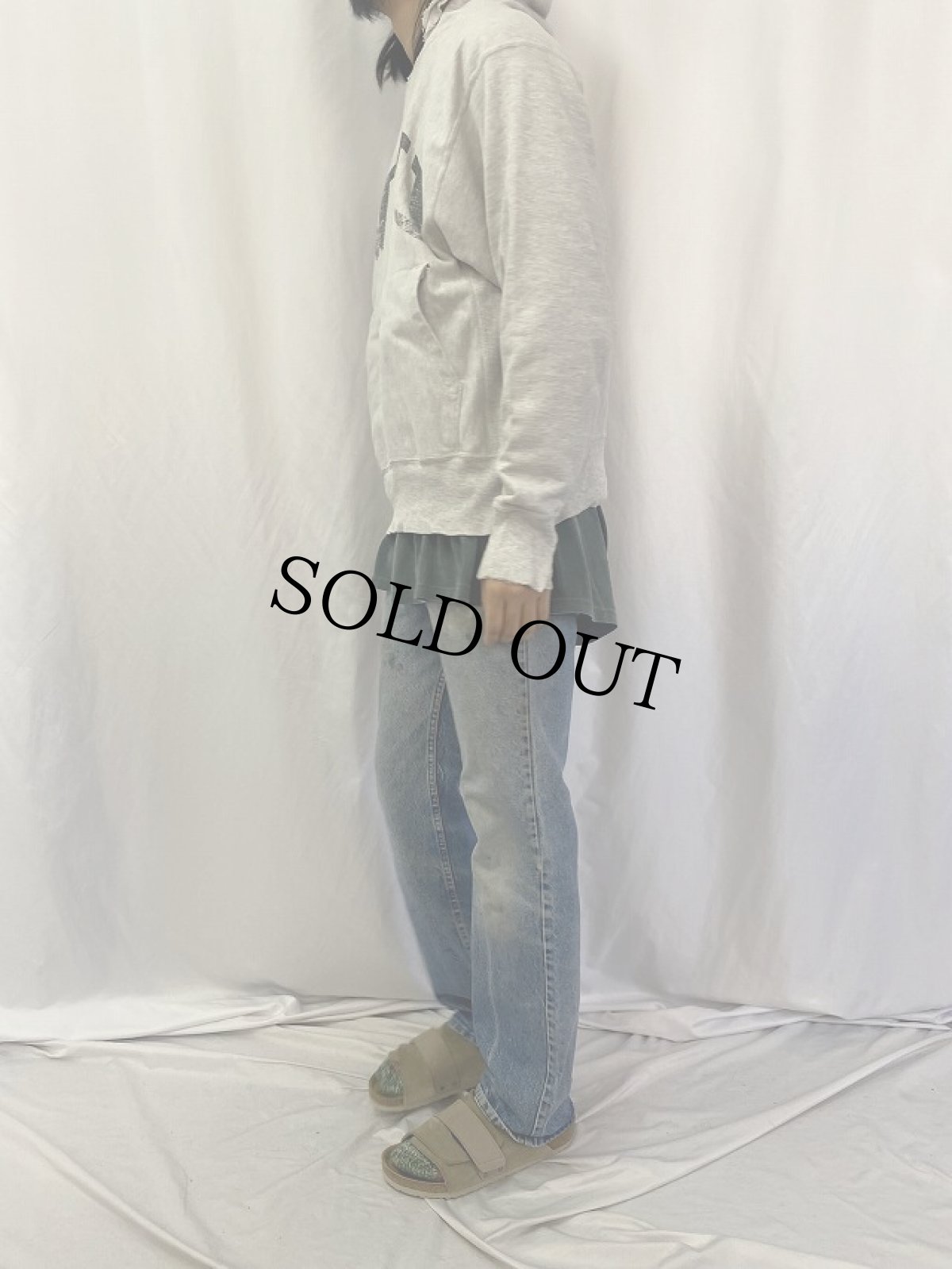 画像3: 00's Champion REVERSE WEAVE "NYU" プリントスウェットフーディー M (3)