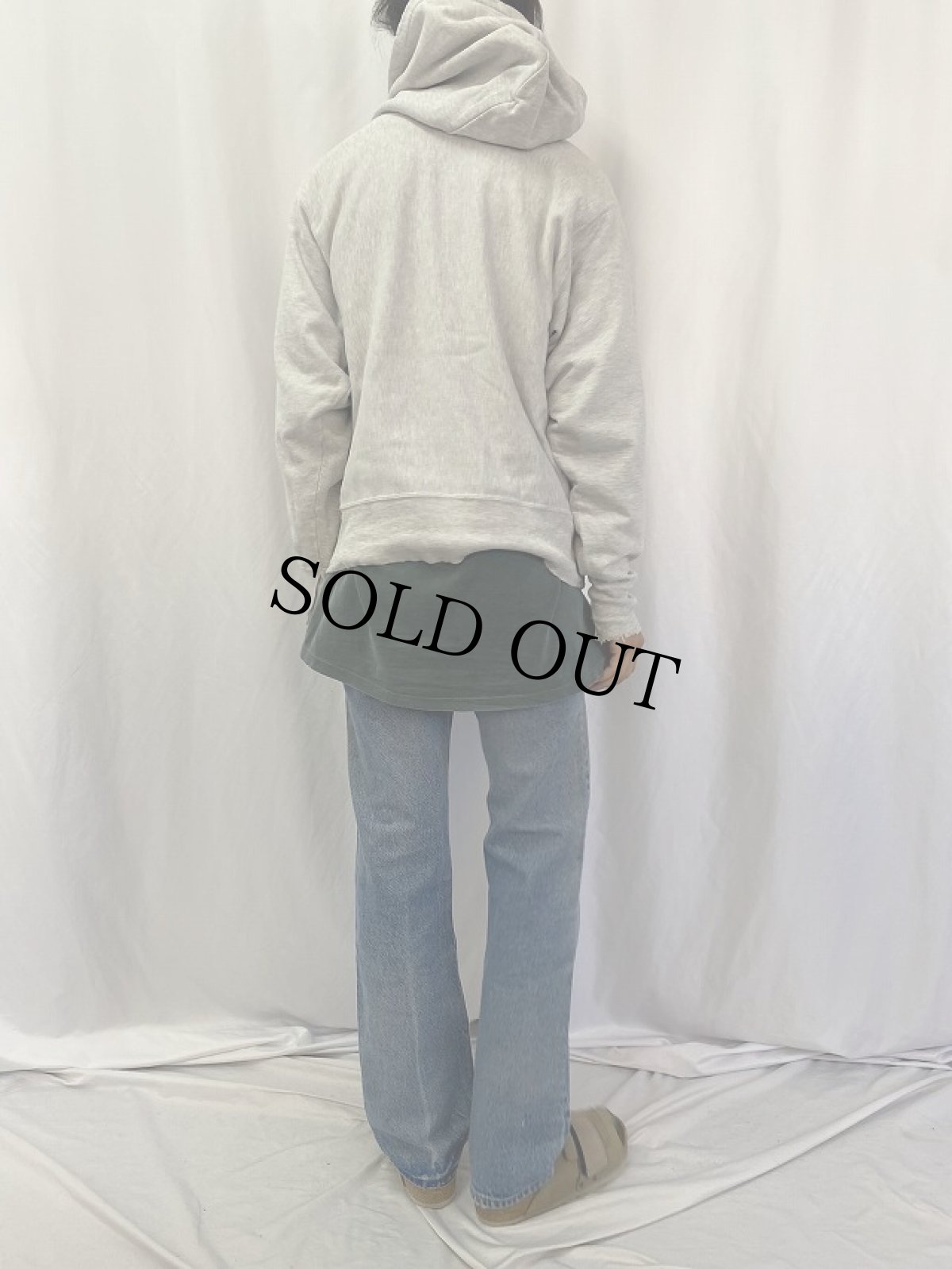 画像4: 00's Champion REVERSE WEAVE "NYU" プリントスウェットフーディー M (4)