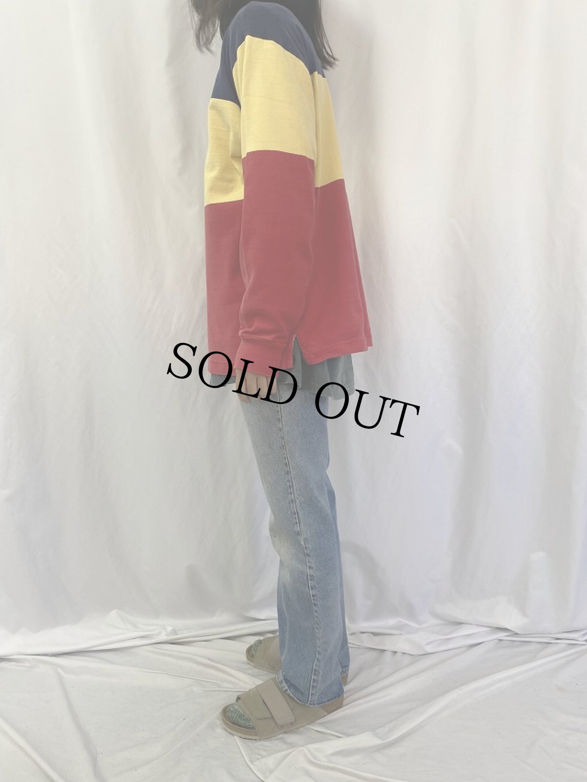 画像3: 80〜90's LANDS' END USA製 ボーダー柄 スウェット L (3)