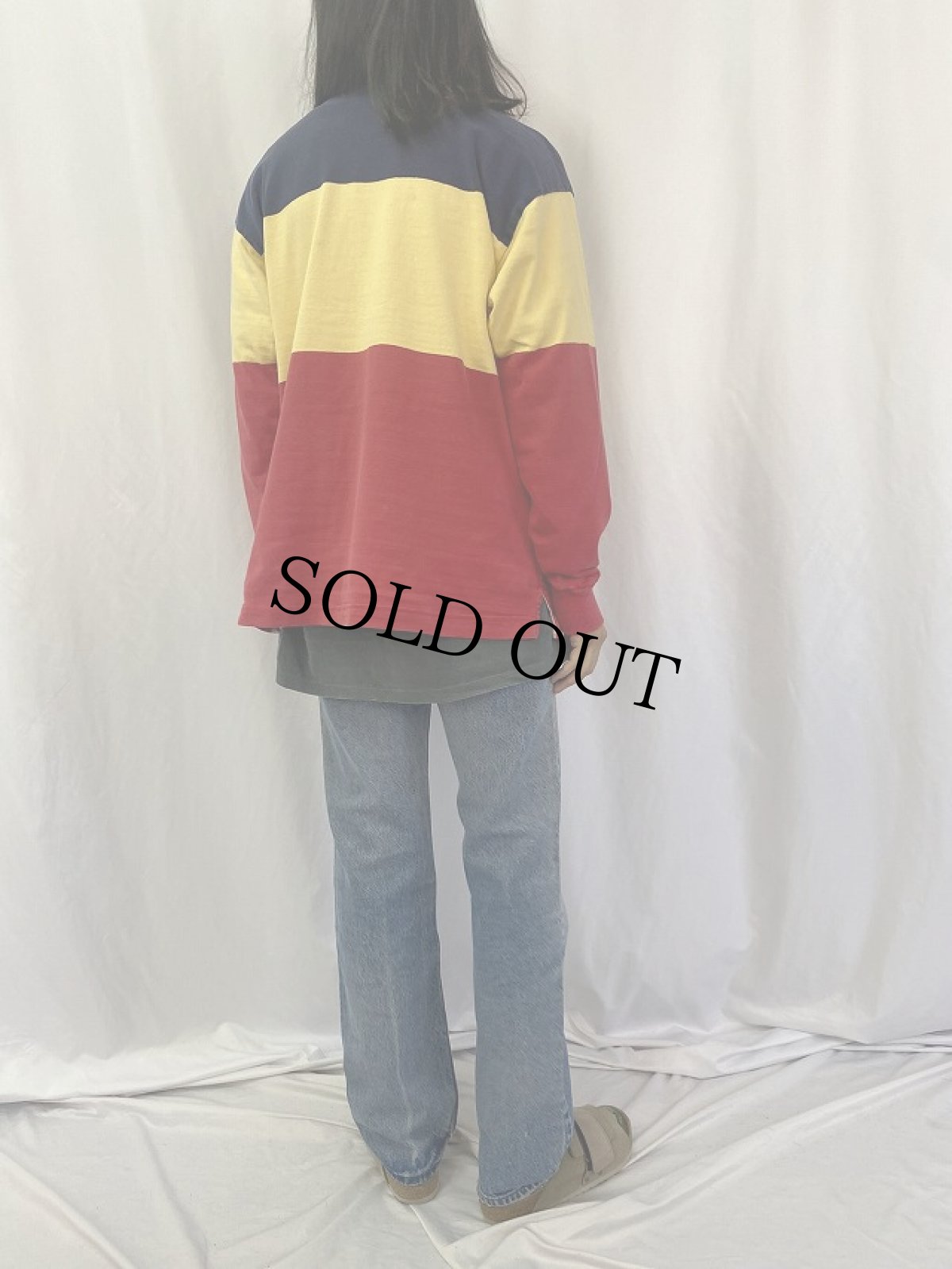 画像4: 80〜90's LANDS' END USA製 ボーダー柄 スウェット L (4)