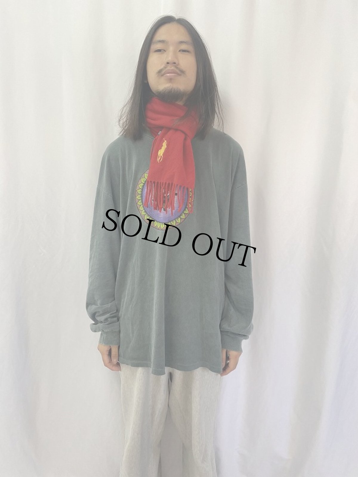 画像2: POLO Ralph Lauren ITALY製 ロゴ刺繍 ウールマフラー (2)