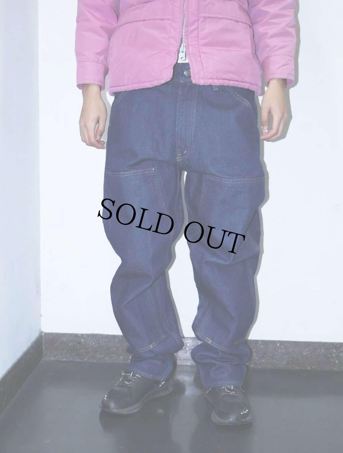 画像3: 90's WILD ASS USA製 ダブルニー デニムペインターパンツ W35 (3)