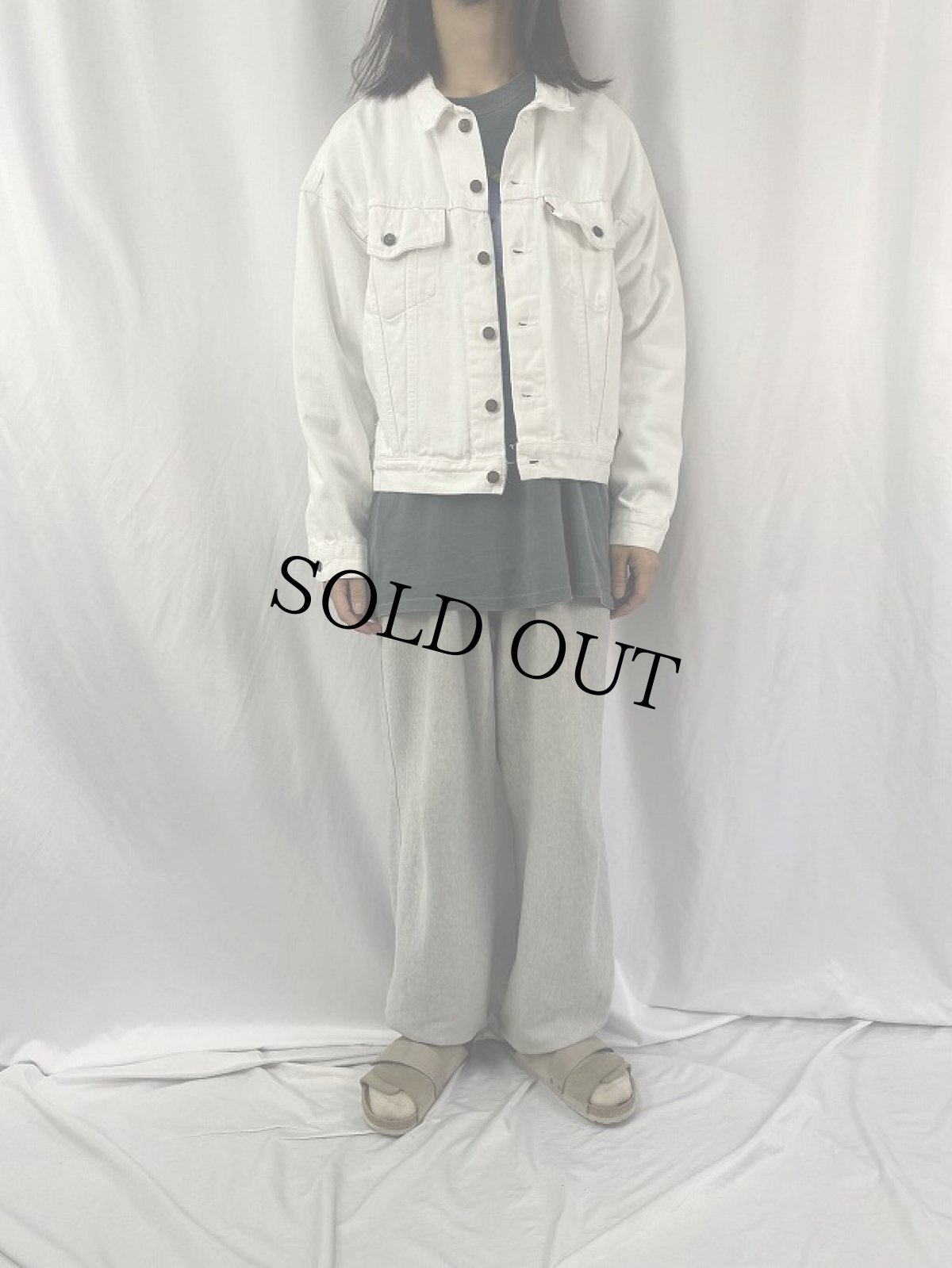画像2: 90's Levi's 70598-0251 USA製 ホワイトデニムジャケット M (2)