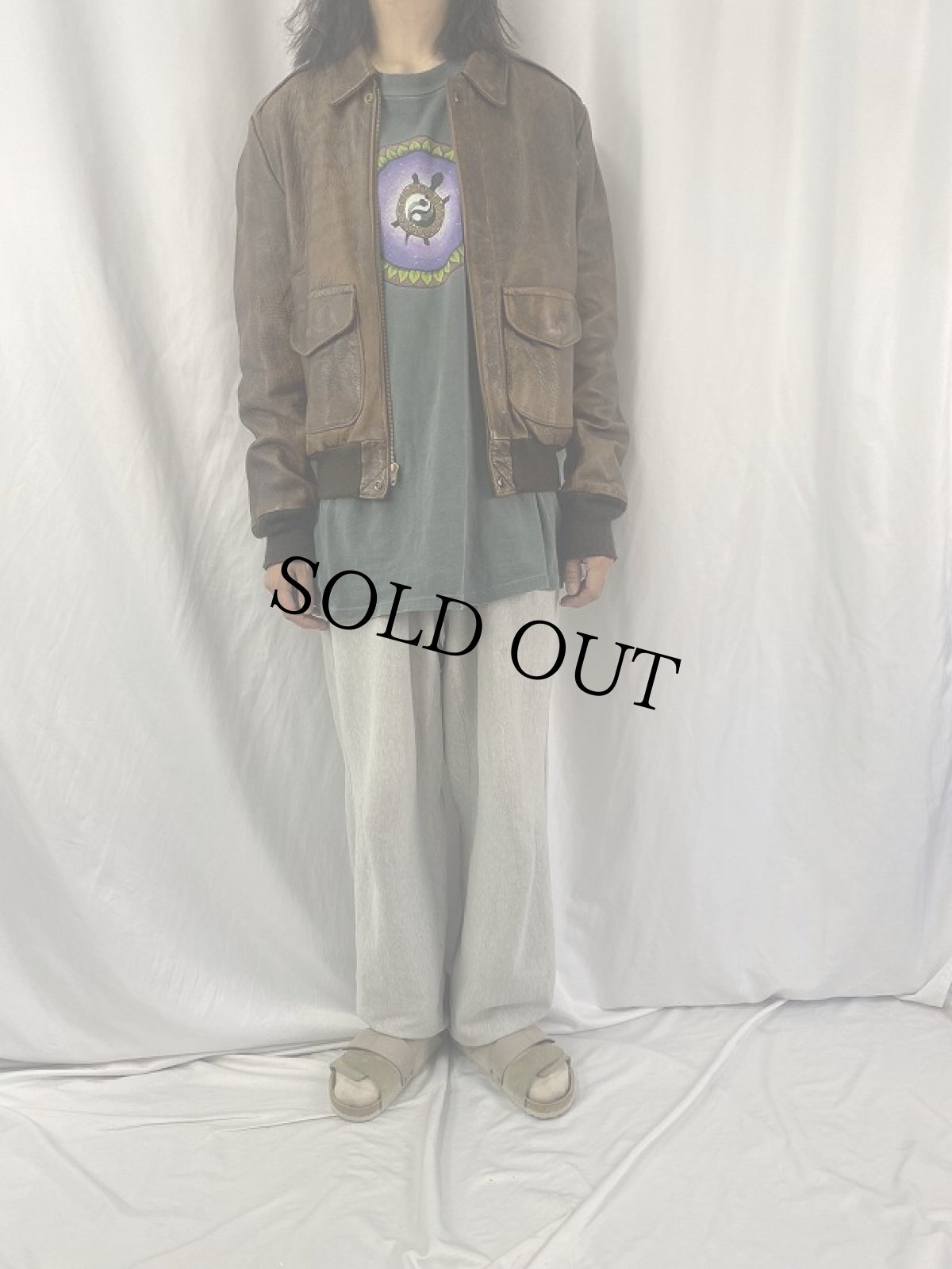 画像2: Schott USA製 レザーフライトジャケット SIZE40 (2)