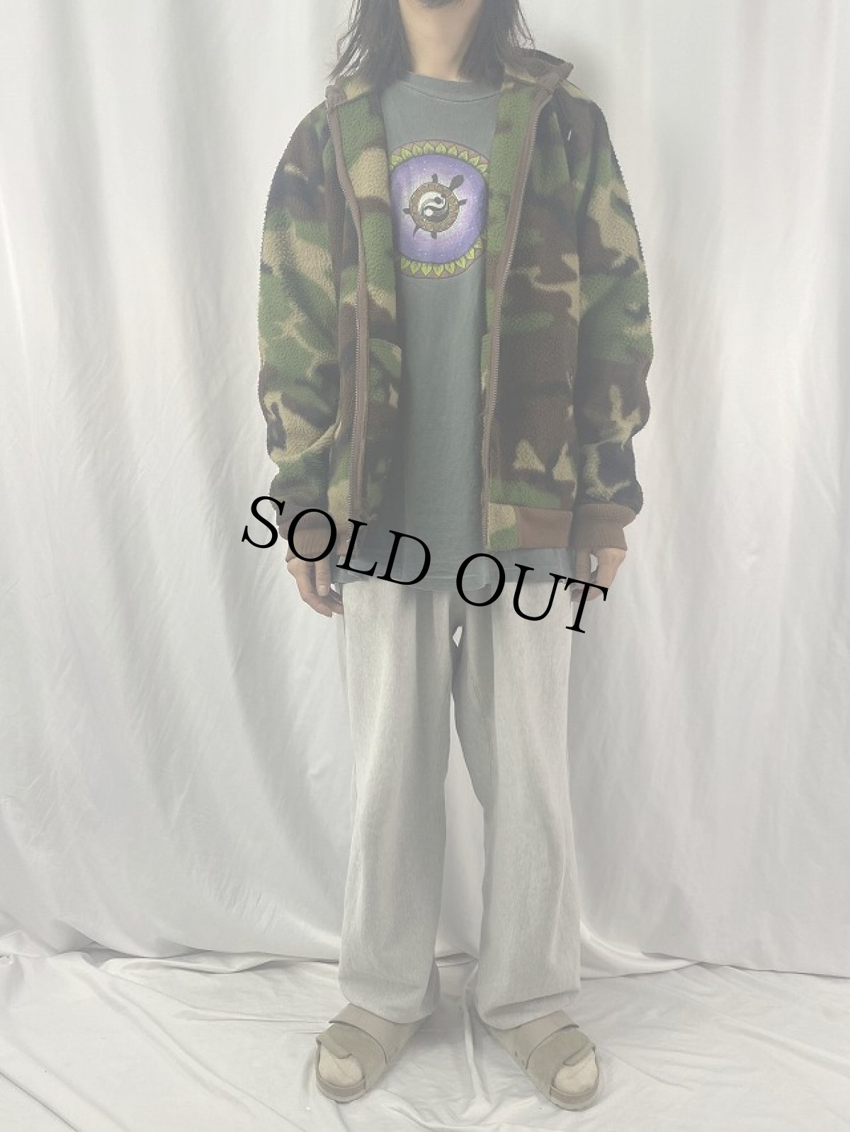 画像2: 70〜80's L.L.Bean USA製 カモ柄 フリースジップパーカー XXXL (2)