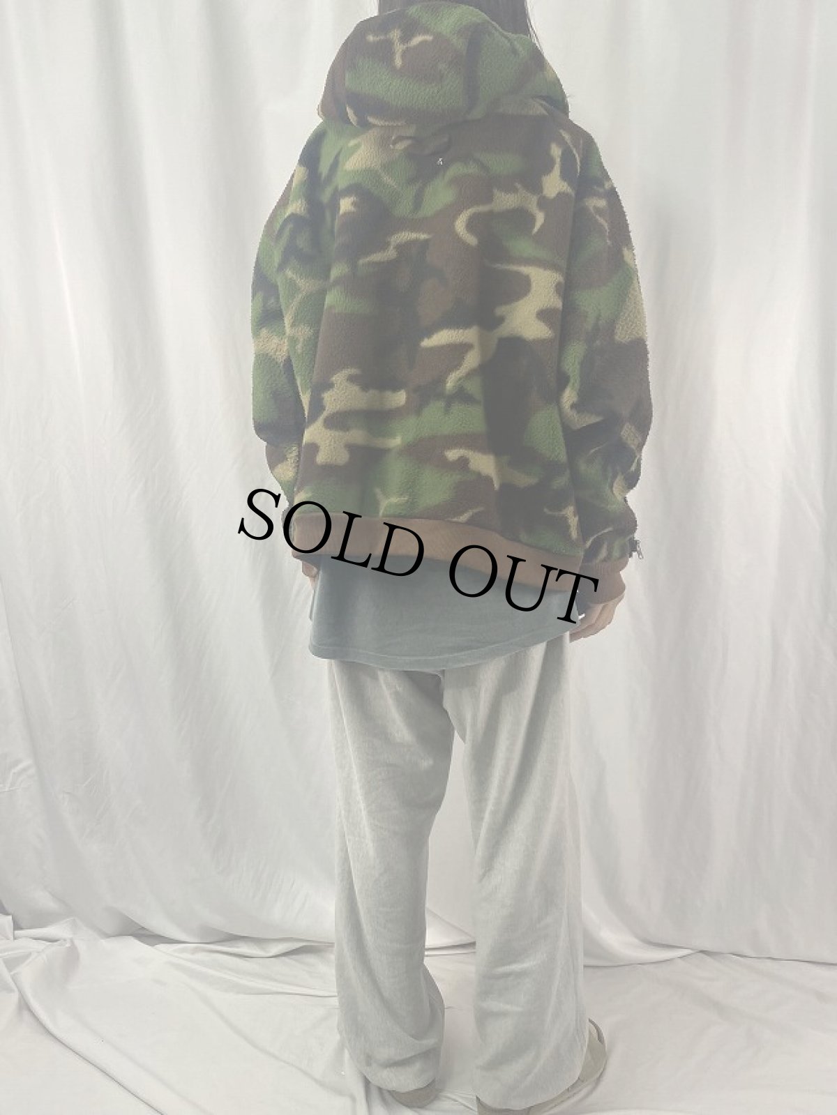 画像4: 70〜80's L.L.Bean USA製 カモ柄 フリースジップパーカー XXXL (4)