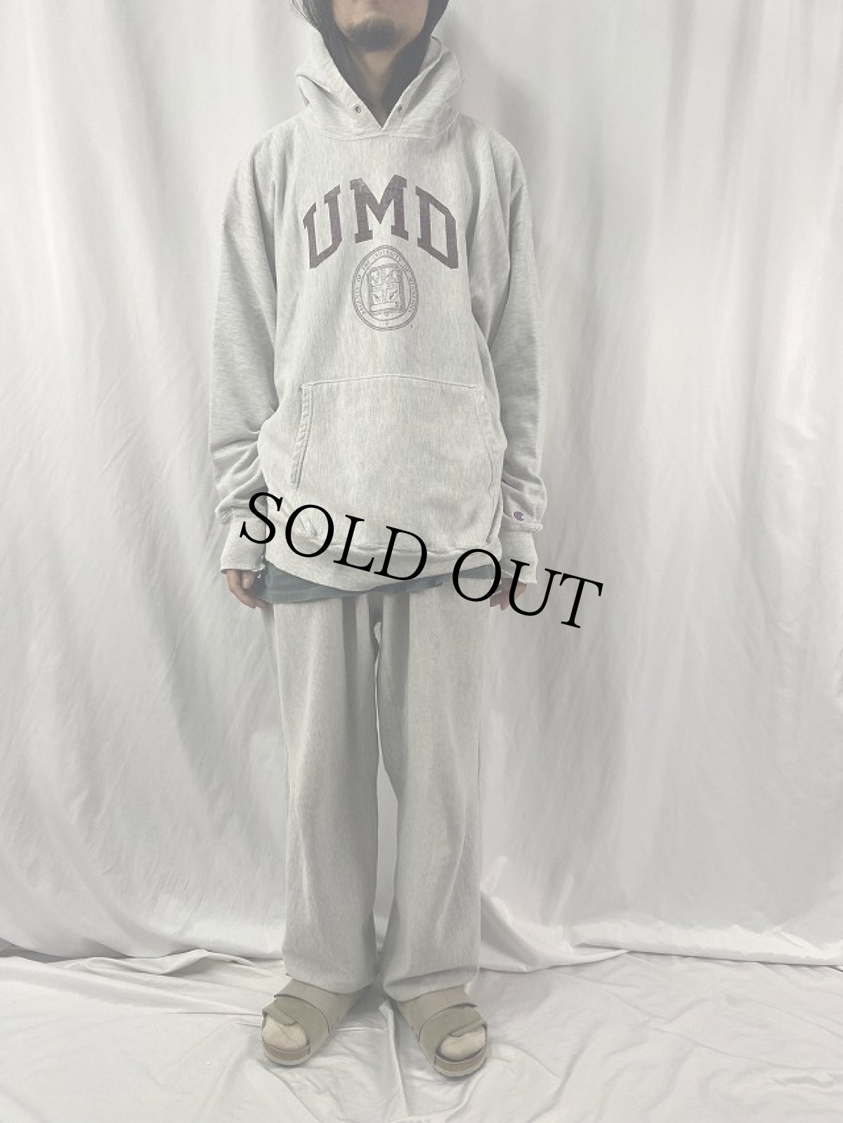 画像2: 90's Champion REVERSE WEAVE "UMD" プリントスウェットフーディー XXL (2)