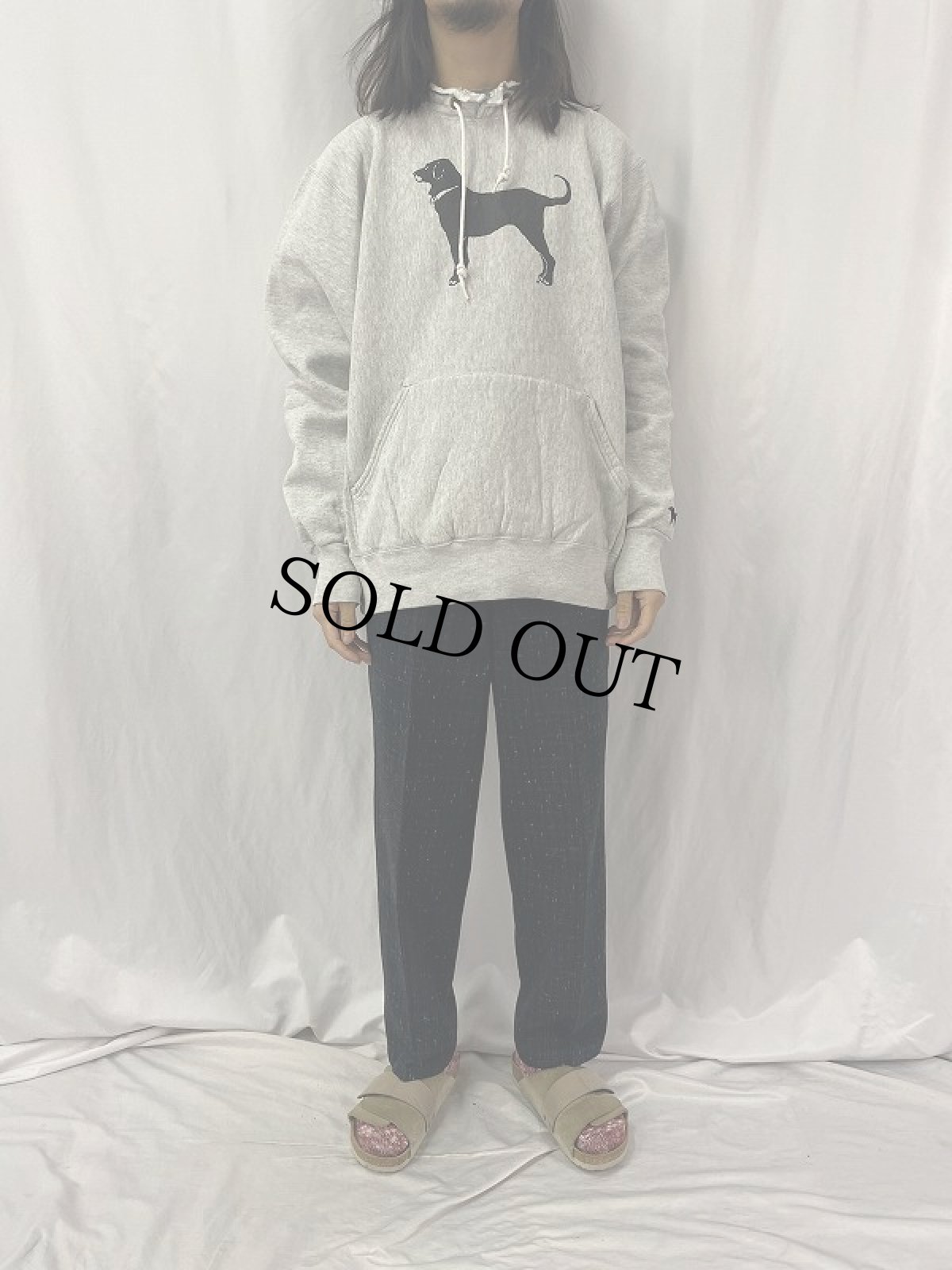 画像2: 90's The Black Dog USA製 犬プリント モックネックスウェット XL (2)