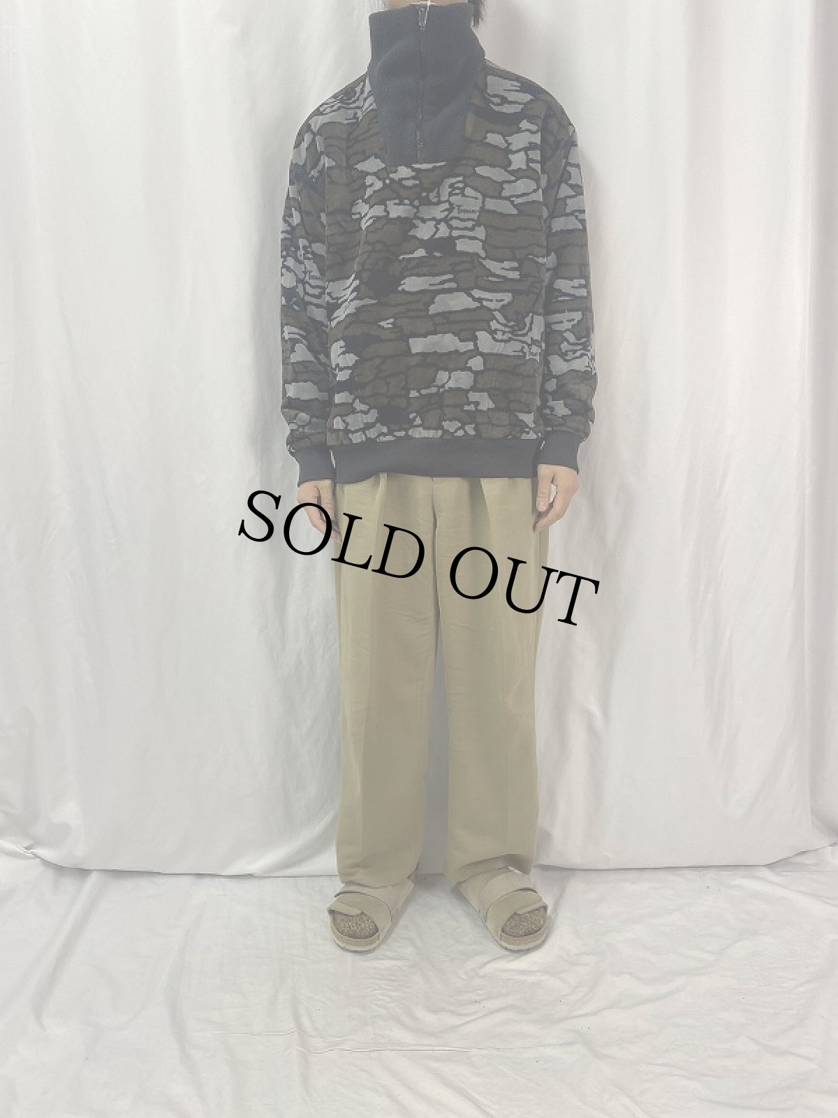 画像2: リバークツリーカモ柄 ハーフジップ ベロアプルオーバー (2)