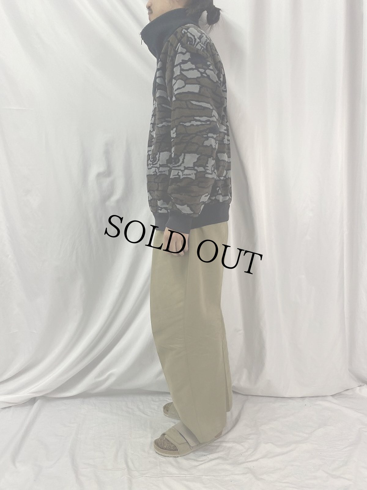 画像3: リバークツリーカモ柄 ハーフジップ ベロアプルオーバー (3)