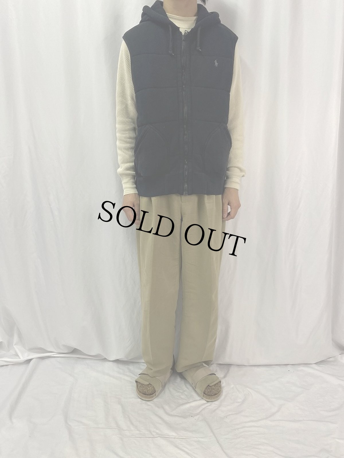 画像2: POLO Ralph Lauren ロゴ刺繍 フード付きベスト XL (2)