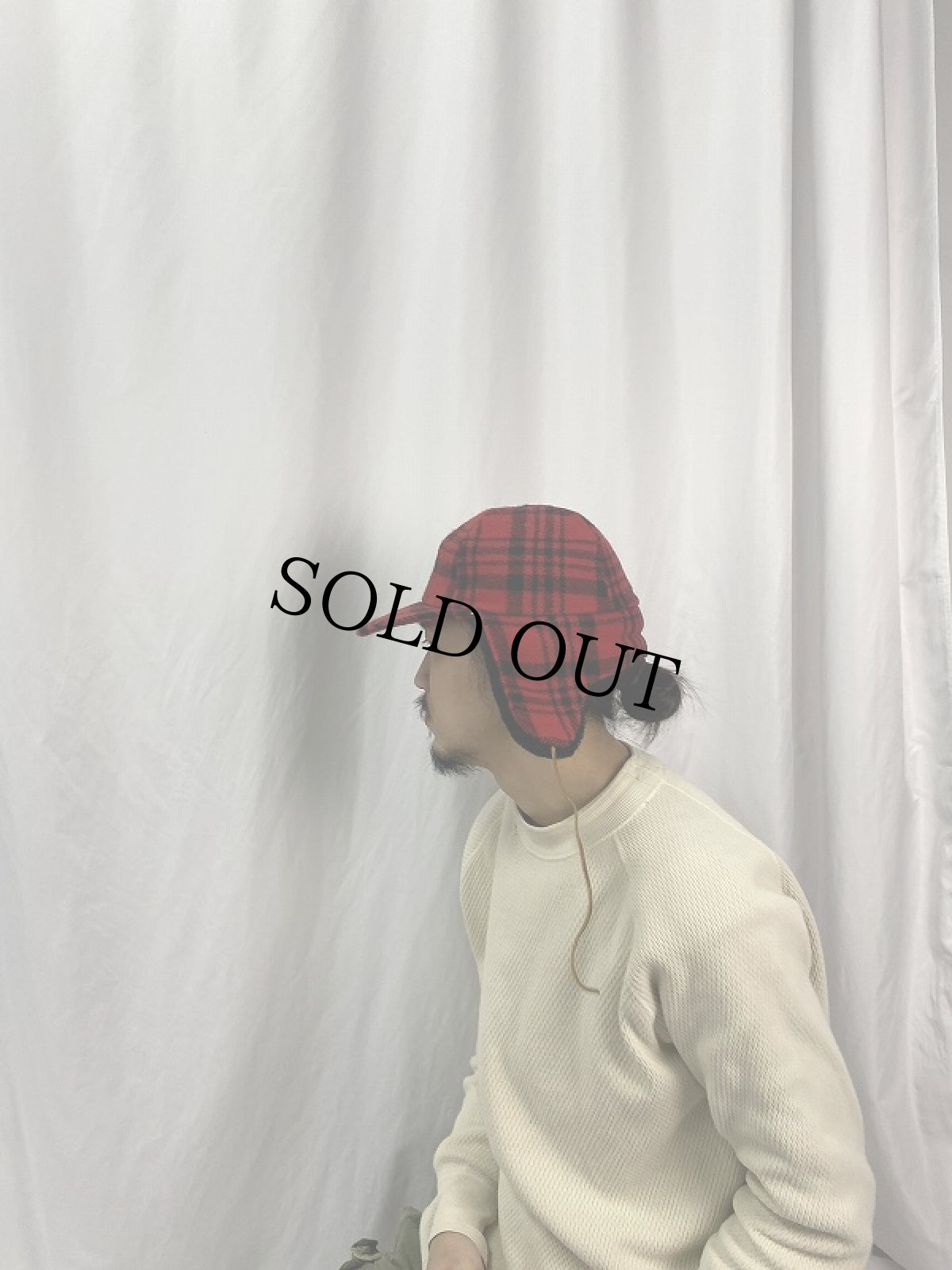 画像4: 80〜90's Eddie Bauer USA製 チェック柄 ウールフライトキャップ M (4)