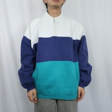 画像2: 80〜90's Eddie Bauer 切り替えデザイン ハーフスナップスウェット L (2)
