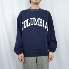 画像2: 90's RUSSELL ATHLETIC USA製 "COLUMBIA" 前V プリントスウェット NAVY L (2)