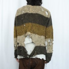 画像3: 60's TOWNCRAFT Penneys ボーダー柄 Vネック モヘアニットセーター L (3)