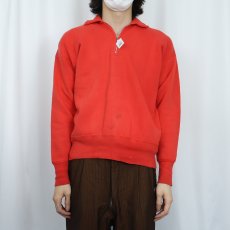 画像2: 50's ハーフジップ 無地スウェット (2)