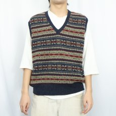 画像2: POLO Ralph Lauren フェアアイル柄 ウール×アルパカニットベスト XL (2)