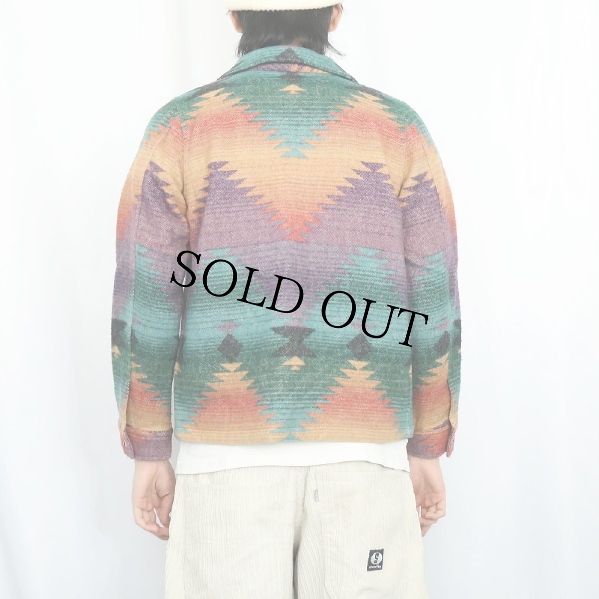 画像3: LAUREN Ralph Lauren USA製 ネイティブ柄 コンチョボタン ウール×ナイロンジャケット S (3)