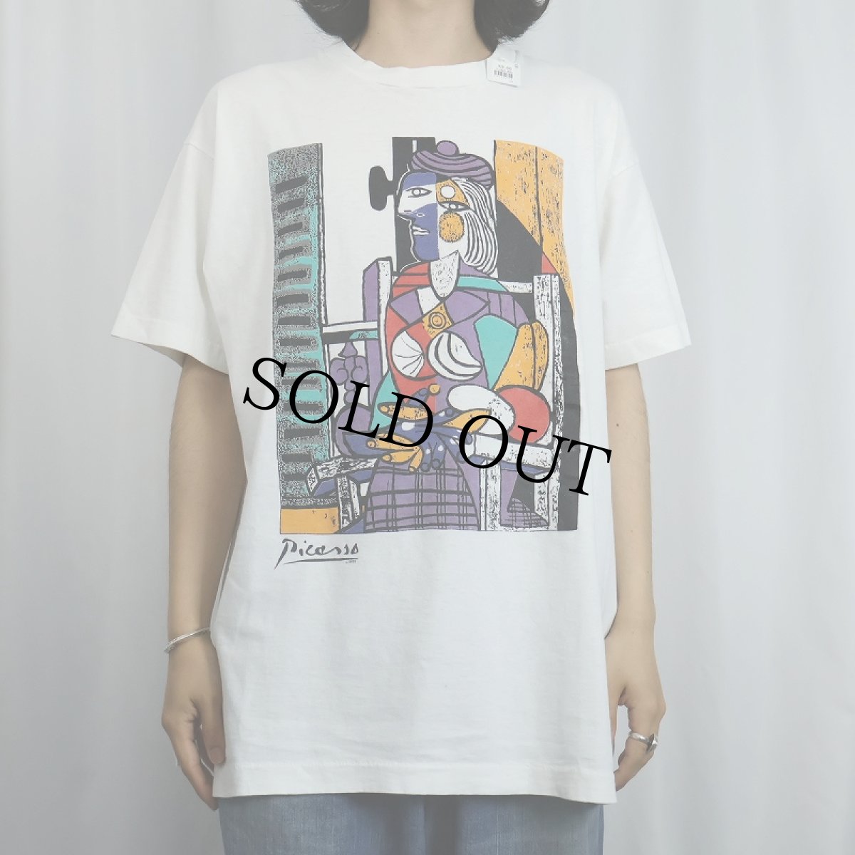 画像2: 90's Pablo Picasso "Seated Portrait of Marie" アートプリントTシャツ (2)