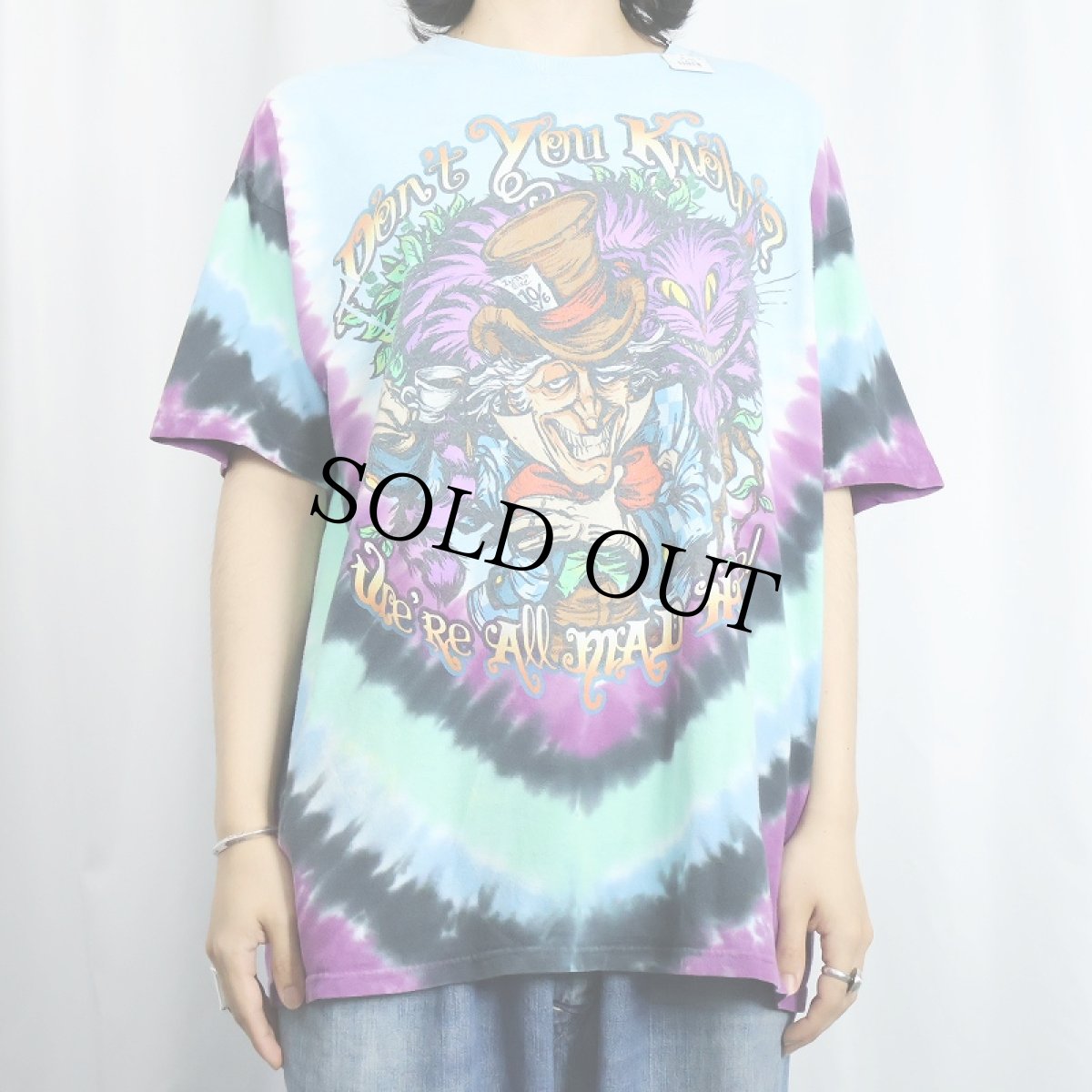 画像3: LIQUID BLUE Alice in wonderland タイダイ イラストプリントTシャツ XL (3)