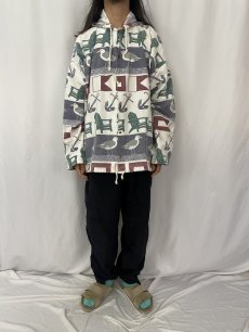 画像2: 90's MICHIGAN RAG CO. 総柄 フーディージャケット L/XL (2)